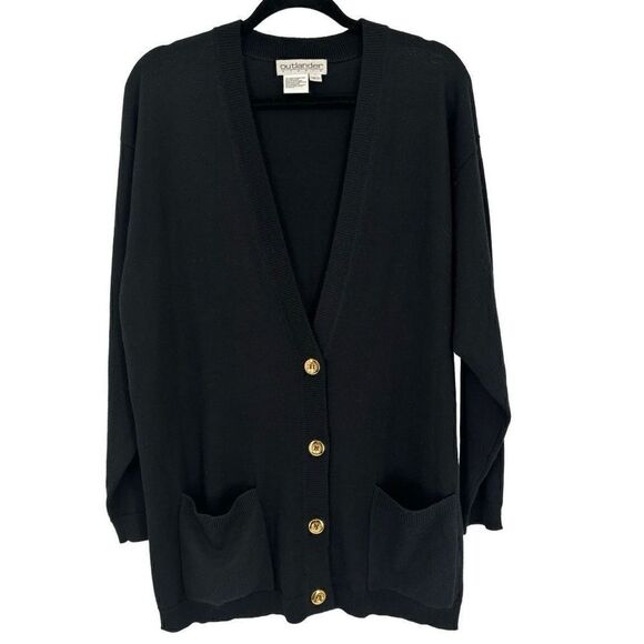 Outlander Studio Vintage Wool Blend Cardigan Sweater Black Large - Picture 1 of 8